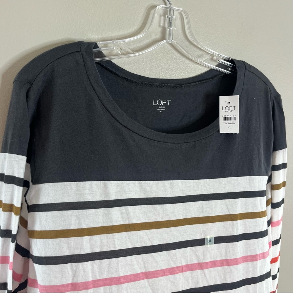 LOFT NEW Size XL Stripe Long Sleeve T-Shirt Tee - Picture 2 of 6